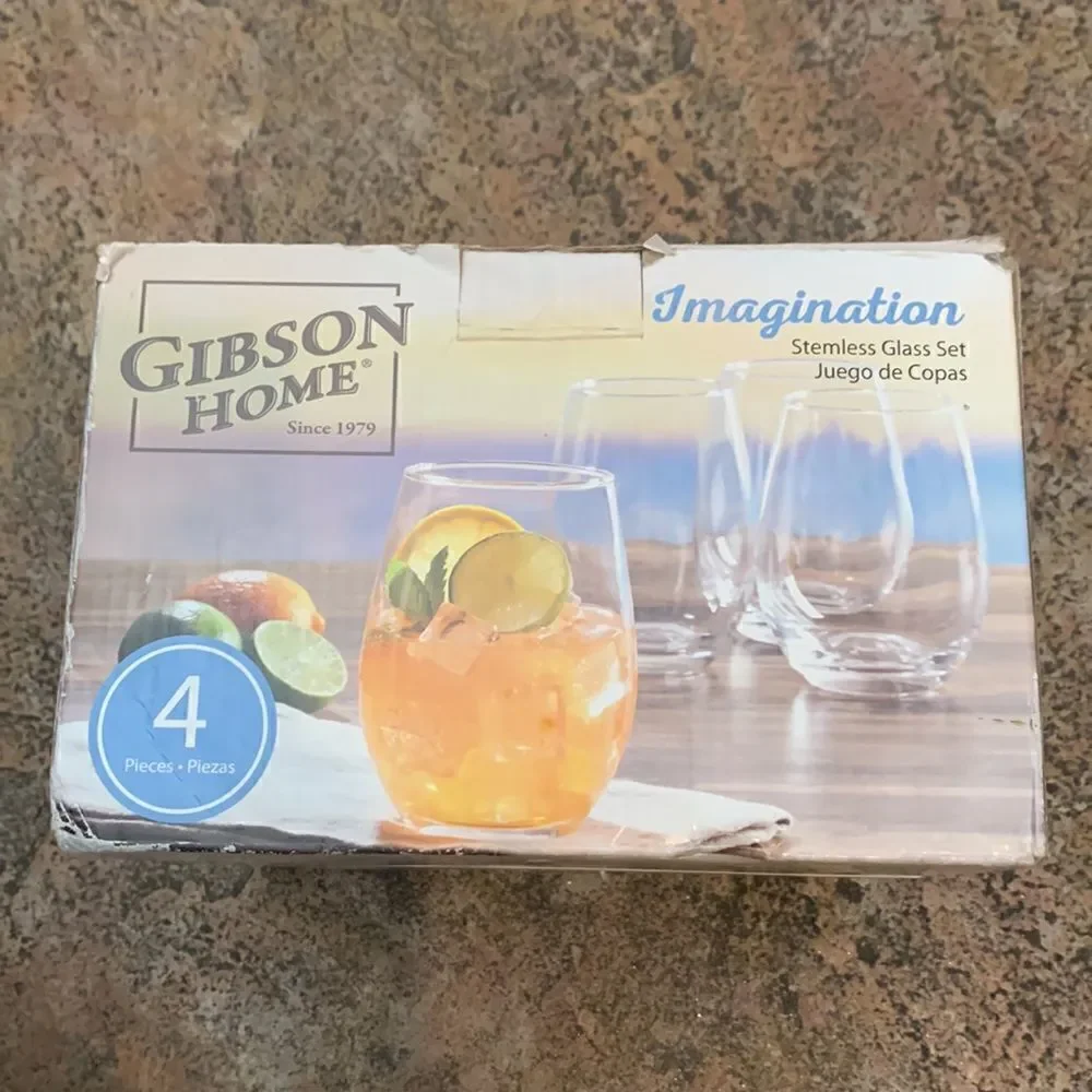 Gibson Home Imagination Stemless Glass Set 4 Pieces 10 Ounces Each Dishwasher